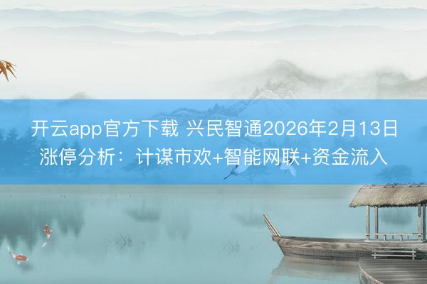 开云app官方下载 兴民智通2026年2月13日涨停分析:计谋市欢+智能网联+资金流入